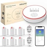 HXLZYF Alarmas para casa, 5G/2.4G Sensor Puerta Wi-Fi, Kit Alarma casa con 1 Sirena de Alarma, 6 Sensores de Ventana de Puerta, 2 Remotos, vía App, para Oficina, Garajes, Compatible con Alexa