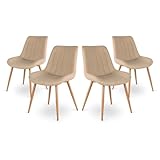 Mc Haus ENA Desert x4 - Pack de 4 sillas de Comedor, diseño nórdico y Vintage con Asiento Acolchado y Respaldo ergonómico, Color Beige Claro