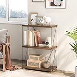 Giantex Estantería de Libros de 2/3/4/5 Niveles, Librería Independiente con Marco de Metal y Kit Antivuelco, Estantería de Almacenamiento para Dormitorio, Salón (3 Niveles, 61 x 29,5 x 85,5 cm)