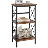 YMYNY Librería, Estantería de 3 Niveles, Estanteria Almacenaje, Mueble Organizador, para Salón, Dormitorio, Cocina, Oficina, Estilo Industrial, 40×29×75CM Marrón Rústico HST008H