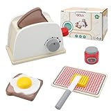 BRISKORE Juego de tostadora de Cocina para niños, Juego de tostadora Pop-up, Accesorios de Cocina para niños, tostadora de Juguete de Madera para niños, Juego de rol de Cocina, Regalo para niñas