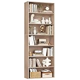 FirFurd 209.5cm Estanterías Almacenaje Madera, Librería con 7 Baldas, Estantería Libros, Libreria Estanteria, para Salón, Estudio, Habitación (Roble Claro)