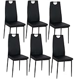 Buybyroom - Juego de 6 sillas de cocina, sillas de comedor modernas tapizadas, patas de metal, adecuadas para sillas de salón, cocina, dormitorio, oficina de invitados, color negro