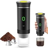 Máquina de café multicápsulas, 3 en 1 cafetera expreso, 4 a 6 minutos de auto-elevación, cápsulas pequeñas, grandes cápsulas, café molido, cafetería portátil para oficina, hogar, coche (negro)