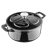 Navaris Cazuela de Hierro Fundido con Tapa - Cacerola Cocotte con Tapa y Asas de 3,5 L Apta para Horno e Induccion - Olla Holandesa Redonda Dutch Oven de 24 cm