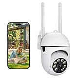 Anluomafuy Cámara Vigilancia WiFi Exterior 360°, Cámara IP Vigilancia de Seguridad, AI Detección de Humana, Seguimiento Automático, Sirena, Visión Nocturna Color, Audio Bidireccional
