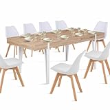 IDMarket Austria - Mesa de comedor extensible rectangular (6-10 personas, madera, 160-200 cm), color blanco