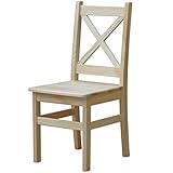 k koma Silla de madera maciza de pino con respaldo cruzado - Nuevo, pino, barnizado, ideal para comedor y hogar