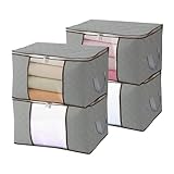 4 Piezas Cajas Almacenaje Ropa 90L – Contenedores Organizadores para Armario – Cajas para Armario – Soluciones Prácticas para Ropa y de Cama
