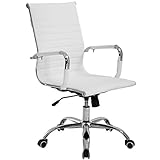 T-LoVendo Silla de Oficina de Diseño Ergonomica Reclinable Piel Cuero Sintetico - Blanca