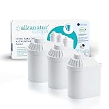 ALKANATUR Pack 3 Filtros Alkanatur Drops Ecológicos | Depura Alcaliniza Hidrogena Ioniza | Elimina Cloro Metales Pesados Pesticidas Añade Magnesio pH 9 | Certificado Libre Tóxicos