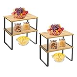 MCRADY Paquete de 4 estantes de Cocina de bambú Extensibles y apilables - Organizador de Almacenamiento para armarios, Cocina, baño, lavandería - Negro