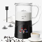 QEXREED Espumador de leche eléctrico 4 en 1, espumador de leche automático de 400 ml, apagado automático, funcionamiento silencioso, calentador de leche caliente y fría para café, latte, capuchino