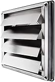 Aiggend Salida de Humos, de Acero Inoxidable de 150 mm Cuadrado de Rejilla Activa de Salida de Aire de ventilación Cubierta Campana de Pared Exterior