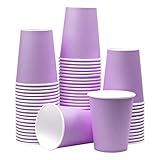 Yuxitia Vasos de papel desechables, 60 vasos de papel de color para bricolaje, boda, fiesta, picnic, barbacoa, viajes y eventos, 8 onzas (morado claro)