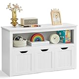 VASAGLE Estantería para Niños, Estantería Infantil para Juguetes, 3 Contenedores con Ruedas, Estantería de Almacenamiento, para Salón, Dormitorio, 30 x 102 x 60 cm, Blanco LHS380W01