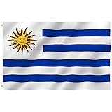 SHATCHI Bandera Nacional uruguaya, Grande, de 5 x 3 pies, Ojales de Metal, para Aficionados uruguayos, decoración de fútbol, Accesorio de Fiesta, Rugby, Deportes, poliéster