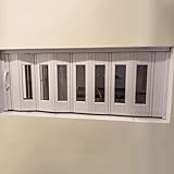Puertas abatibles Ventana corredera plegable personalizable con asas y cristal, Puerta de Acordeón Interior de PVC para Ático Sótano, Puerta plegable magnética para cocina dormitorio(60x55cm/23.6x21.7