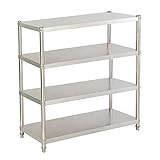 HuKaiL Estantería de acero inoxidable 201, 120 x 40 x 150 cm, 4 estantes, de acero inoxidable, para cargas pesadas, para despensas, gastronomías, cocinas, grandes cocinas y mucho más, HG-9016