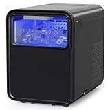 QEXREED Máquina de Hielo, Maquina de Hacer Hielo 12 kg/24h, 9 Cubitos de Hielo en 6 Minutos, Maquina de Hielo para Casa Autolimpiadora, Hielo de 2 Tamaños, Adecuado para Fiestas de Bares de Cocina