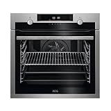 AEG BPE555360M Horno Eléctrico Multifunción, 71 L, Limpieza Pirolítica, Serie 6000, 10 Funciones, Cocción Multinivel, Calentamiento Rápido, Pantalla Ráctil, Inox, A+, Fabricado en DE