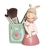 HZH Portalápices Animal Lindo Conejo Chica Cosméticos Organizador Multipropósito Decoración De Escritorio Estatua Adornos para El Hogar (Color : A, Size : 14.5x8.5x17.5cm)