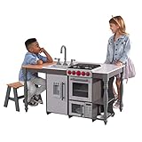 KIDKA- Chef’s Cook N Create Island Cocina de Juguete de Madera, con Luces, Sonidos y máquina de Hielo Play Kitchen, Color Gris (Kidkraft 53420)