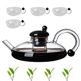 Juego de tetera de filtración, juego de teteras Innovessa, juego de infusores calentables extraíbles con, infusores de tetera de vidrio con para té suelto (White 4 cups)