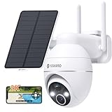 YESKANO Camara Vigilancia WiFi Exterior Solar, 2K Cámaras de Vigilancia sin Cables, 360° PTZ,visión Nocturna de Color,2.4 GHz Wi-Fi, Detección de IA, PIR Sirena,IP66