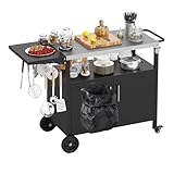 COSTWAY Carro de Barbacoa con Estante Abierto y Armario, Cocina Exterior, Encimera de Acero Inoxidable Plegable, Mueble para BBQ para Picnic, Fiesta, 127 x 50 x 84 cm