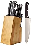 Amazon Basics Juego de Cuchillos de Cocina y Soporte (14 Piezas), Negro