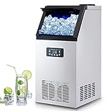 CREWORKS Máquina de Hielo Industrial 73KG/24H 45PCS con Capacidad de Almacenamiento 10KG para Restaurante y Cafetería