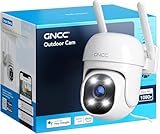 GNCC Cámara Vigilancia Wi-Fi Exterior 1080P para Domicilio, Visión Nocturna en Color, 360° PTZ, Detección IA, Seguimiento Inteligente, IP65, Alarma Luminosa, Compatible con Alexa, 24/7, 2.4Ghz, GK2