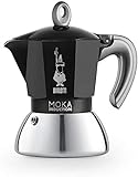 Bialetti New Moka Induction, Cafetera apta para inducción, 2 tazas, aluminio, Negro