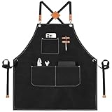 XCSJKJ Delantal de barbacoa para hombres, con 3 bolsillos, ideal para barbacoa de cocina, jardín barbacoa, regalo de la cafetería del restaurante