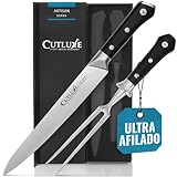 Cutluxe Set de Cuchillos para Trinchar (2 piezas) - Tenedor Trinchador y Cuchillo de Carne, Barbacoa, Asado y Pavo - Acero Alemán - Mango Ergonómico - Serie Artesanal