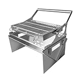 Parrilla de carbón giratoria de 360° de acero inoxidable, parrilla portátil de barbacoa de carbón para acampar con patas plegables para patio al aire libre, patio trasero, parrilla de camping