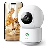 AOSU 2K Camara Vigilancia WiFi Interior 360°, Nocturna HD de 10 m, WiFi 5G/2.4 GHz, Detección Humana AI, Audio Bidireccional, Llamada de un Toque, para Bebé/Mascotas, Compatible con Alexa