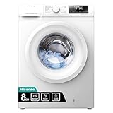 Hisense WFQP801419VM - Lavadora, 8Kg, Class A, 1400 RPM, Ancho 60cm, 15 Programas, Tecnología Inverter, Bloqueo Infantil, Lavado Rápido 15', Auto Diagnóstico, Blanco