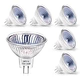 Bombilla Halógena MR16 de 35W, MR16 Reflector GU5.3 Bi-pin Base Spotlight, 450LM Blanco cálido 2800K, Intensidad Regulable, Para lámparas de vía, Bombillas de Campana Extractora, Un Paquete de 6.