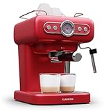 Klarstein Cafetera Espresso con Espumador de Leche, Mini Cafetera Espresso Retro de 1,2 litros con Portafiltro, Cafetera Pequeña de 950 W, Cafetera para Cappuccino, Latte & Macchiato
