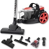 Lehmann LHOCV-8025 Aspirador sin Bolsa, Tecnología de Ciclones, con Doble Sistema de Filtración HEPA, Depósito de Polvo 2,5 L, Kit de Accesorios y Cepillo Turbo, Compacto y Ligero