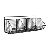 Folpus Cestas de Almacenamiento de Rejilla, Soporte de Pared de Cesta de Alambre de Metal, cestas de Cocina Colgantes para Cocina, Tres cuadrículas