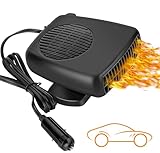 Showvigor Calefactor Coche Portátil, Calefactor 12v de Dos en Uno, Descongelador de Niebla de Parabrisas, Calentador de Coche de Encendedor de Cigarrillos Enchufable