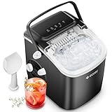 ecozy Máquina de Hacer Hielo, 9 Cubitos de Hielo en 6 Minutos, Ice Maker, 2 Tamaños de Hielo, Máquina de Hielo Autolimpiante, 12 Kg/24 Koras, Maquina de Hielo Portátil Para Casa el Fiesta/Cocina/Bar