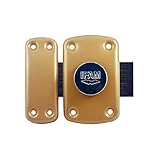 IFAM Cerradura de Sobreponer B6, Cerrojo Giratorio, Perno Antirrobo para Puerta, Pestillo Deslizante, Palanca 110mm, 2 vueltas, 6 Pitones, 3 Llaves de Seguridad, Ideal Puerta Interior, Color Latón