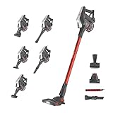 Hoover H-FREE 300 HF322AFP, Aspiradora escoba sin cable, Motor Direct Impulse, 12500 Pa, Cepillo mascotas y tapicería, Localizador de polvo, Carga rápida 2.5 h, 40 min, Batería extraíble,Rojo