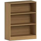 Vida Designs - Estantería Baja Cambridge de Madera de Roble Negra con 3 estantes, para Oficina o Sala de Estar