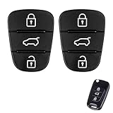 2 Piezas Carcasa de Llave para Coche con 3 Botones, Compatible con Modelos Hyundai i10, i20, i30, ix35, ix20, Elantra y Kia Ceed, Soul, Sportage, Picanto, Venga, Reemplazo de Goma Negra