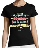 latostadora Camiseta Manga Corta 50 Años Irresistible para Mujer - Negro 3XL - Ref. 1163296-P